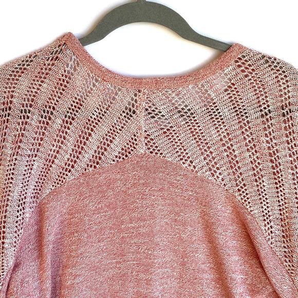 Splendid Open Knit Sweater Short Sleeve Beach Cover Up Boho Small Pink - Picture 4 of 8
